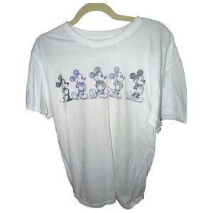 Disney Mickey Mouse Sketch Graphic T-Shirt Mens Medium White Excellent Cotton